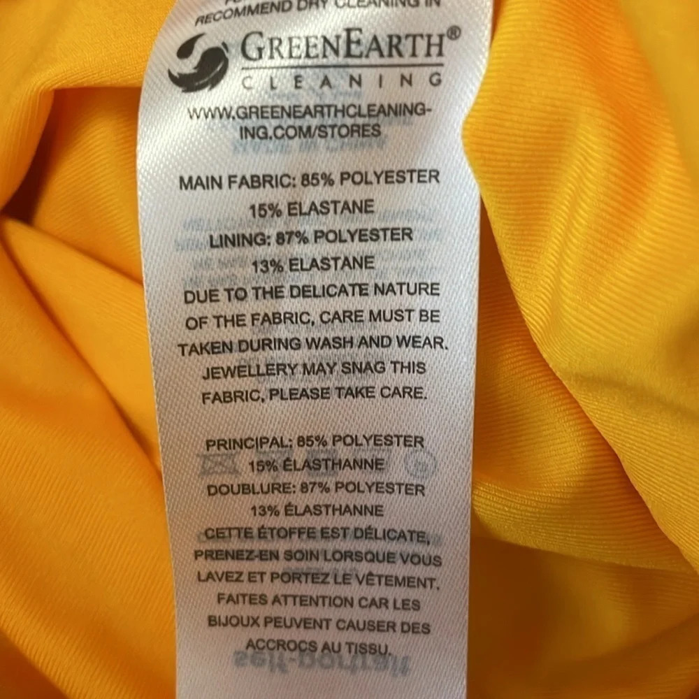 Self-Portrait Dress Bodycon Mini Size 8 Yellow Jersey Off-Shoulder Ruched - Picture 9 of 13